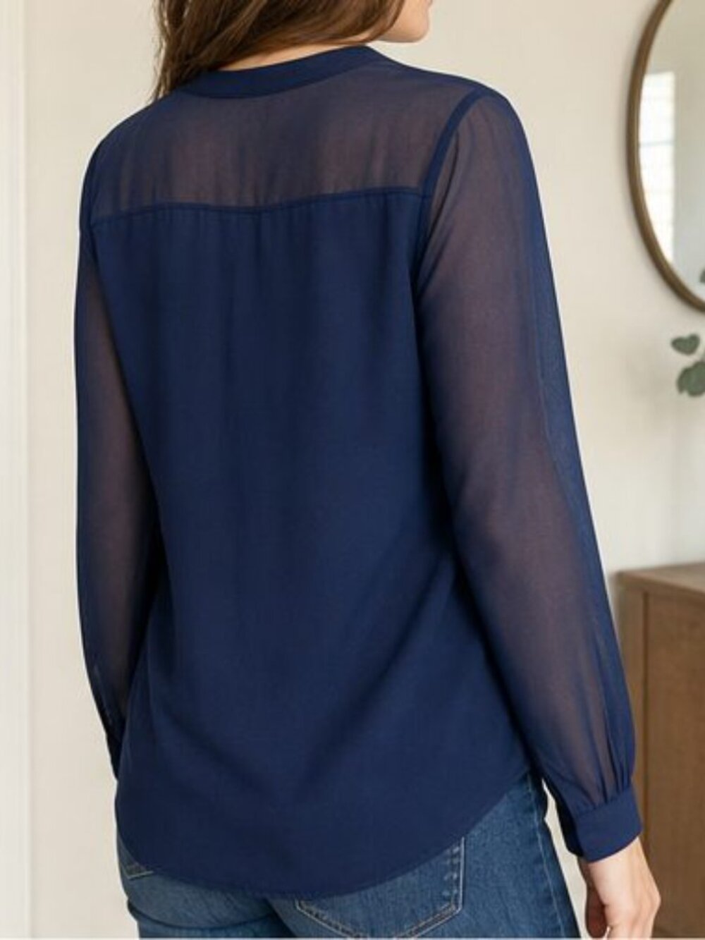 Navy Ruffle Blouse - Picture 3 of 6